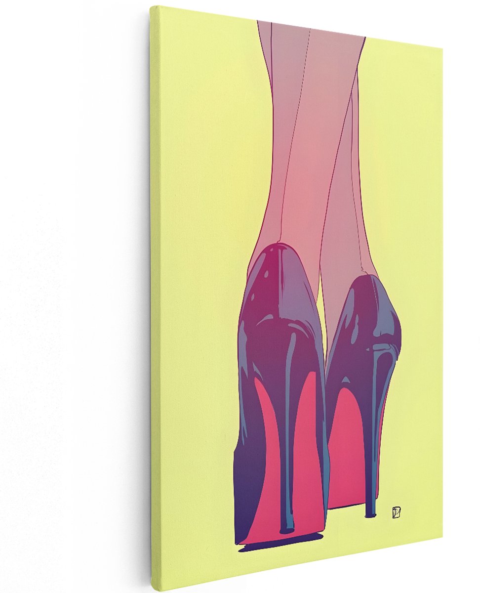 Artaza Canvas Schilderij Hoge Hakken - 120x180 cm - Groot - Wanddecoratie Pop Art - Muurdecoratie Vrouw - Decoratie Mode Modern