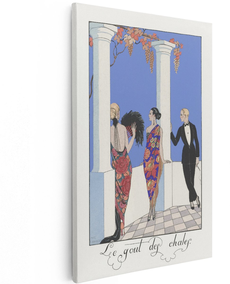 Artaza Canvas Schilderij Art Deco - 120x180 cm - Groot - Wanddecoratie Vintage - Muurdecoratie Mode - Decoratie Barbier - Schilderijen Op Canvas