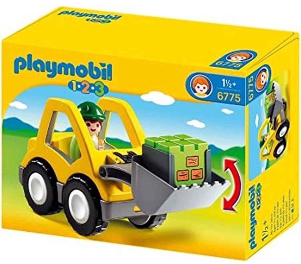 Wiellader met werknemer en aanhanger - Playmobil 1.2.3