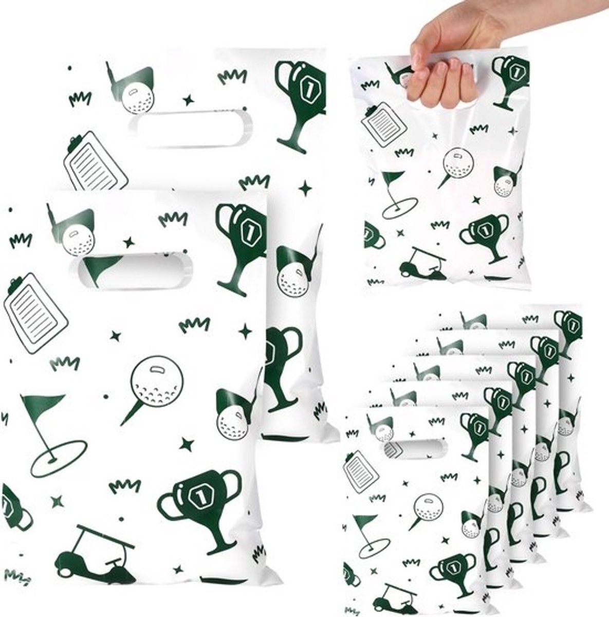 50x Golf Cadeauzakjes - PE Goodie Bags 25x17 cm - voor Snoep en Snacks - Golf Thema Feest Verpakkingen - Verjaardag en Sport Evenementen