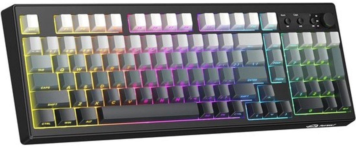 Draadloos Tri-mode Gaming Toetsenbord met Draaiknop en RGB Verlichting