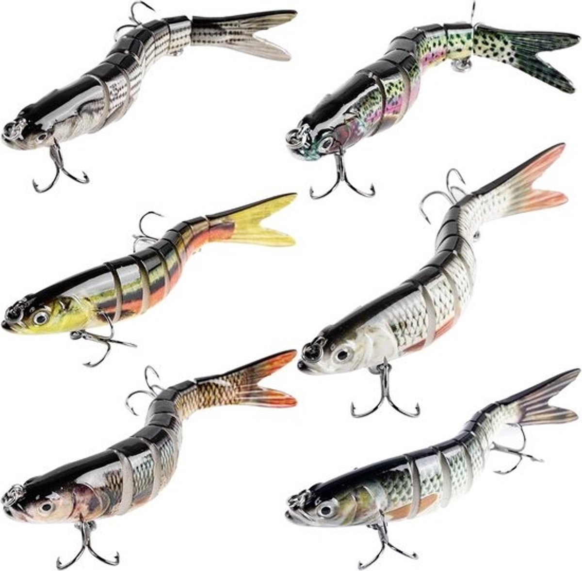 Kunstaas wobbler 6 stuks - levensechte swimbait voor snoek, baars en forel - geschikt voor zoet en zout water