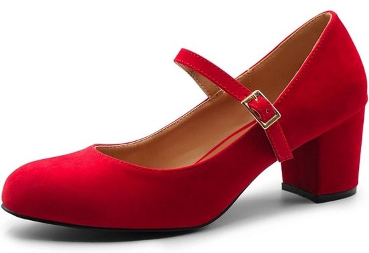 Dames Mary Jane Pumps met Brede Pasvorm - Comfortabele Lage Hakken
