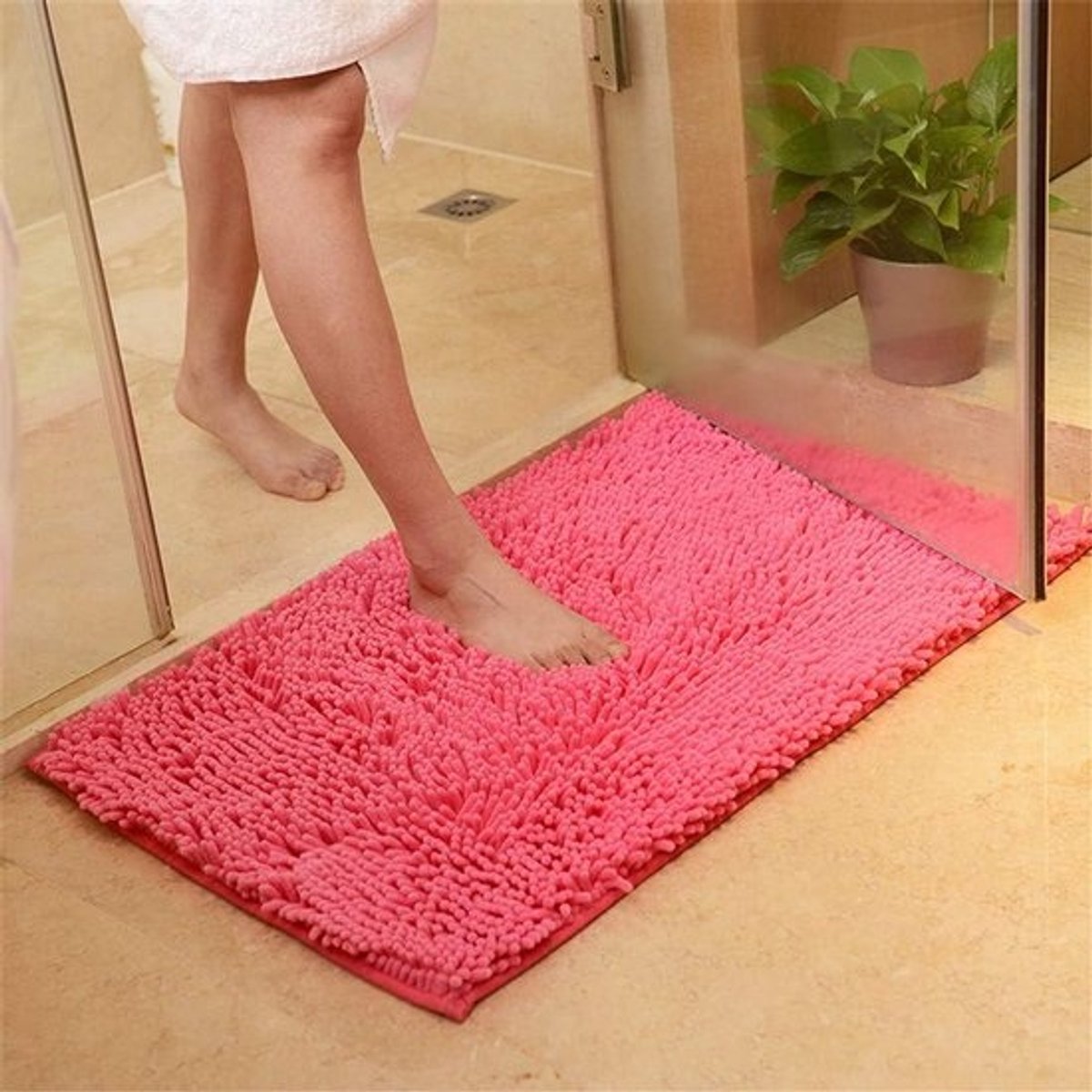 Badkamertapijt chenille 40x60 rozenrood - superzacht & antislip