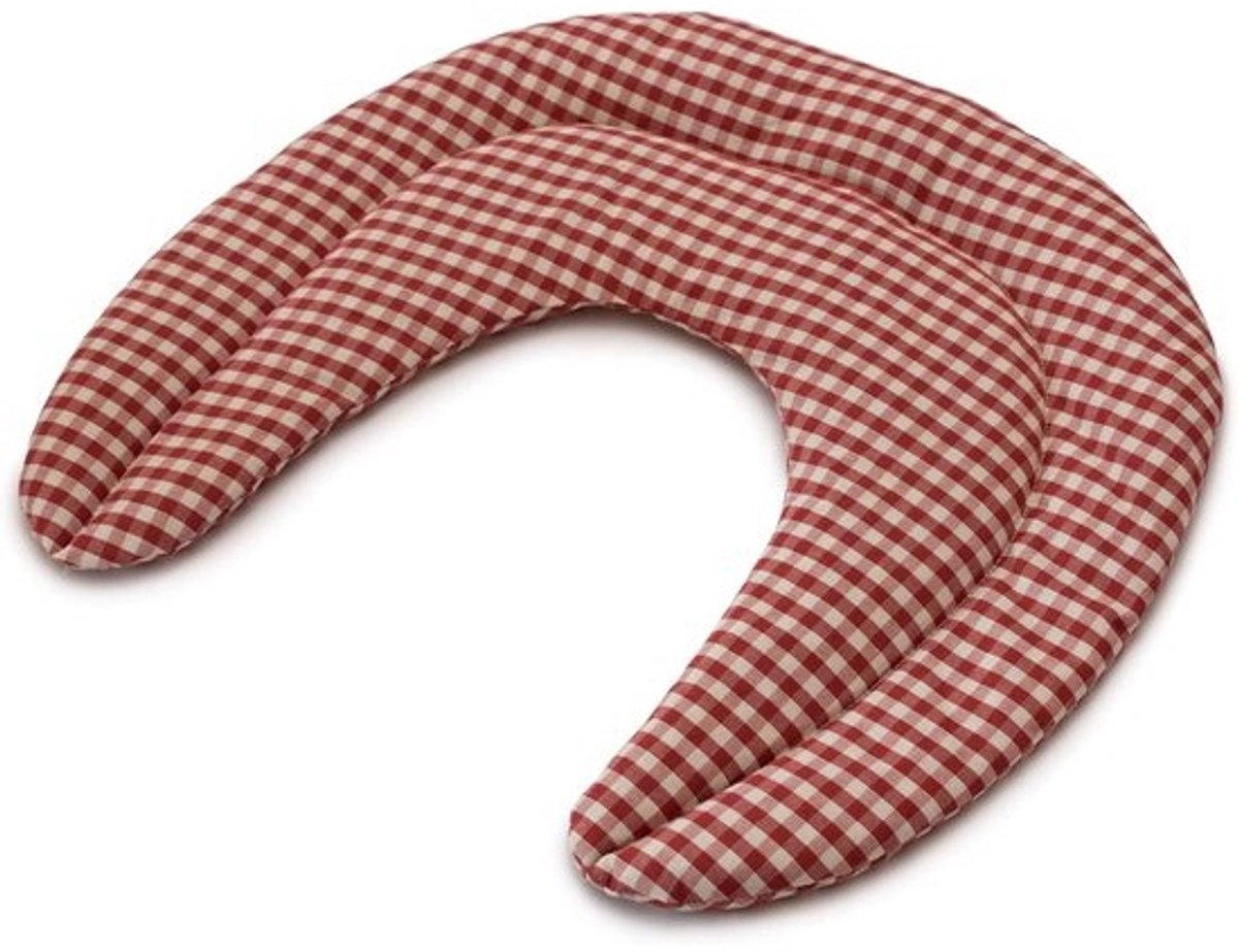 Nekkussentje met kamers, biologisch katoen, rood-wit gestreept
