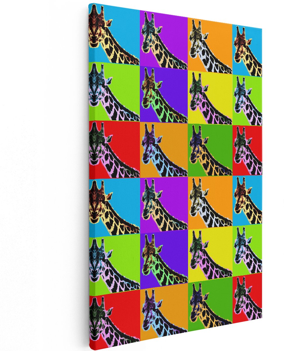 Artaza Canvas Schilderij Giraffe - 120x180 cm - Groot - Pop Art Wanddecoratie Dieren - Muurdecoratie Modern - Decoratie Kleurrijk Woonkamer