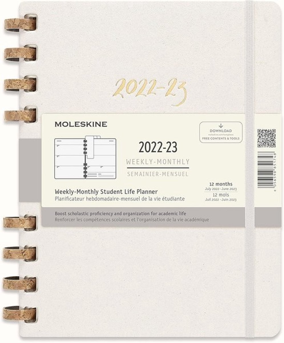 Student Life Planner 2022 2023 - Maand- en Weekplanner Hardcover Formaat Large - Zuurvrij Papier 100 g/m² - Inklusief Stickers en Boekenleggers