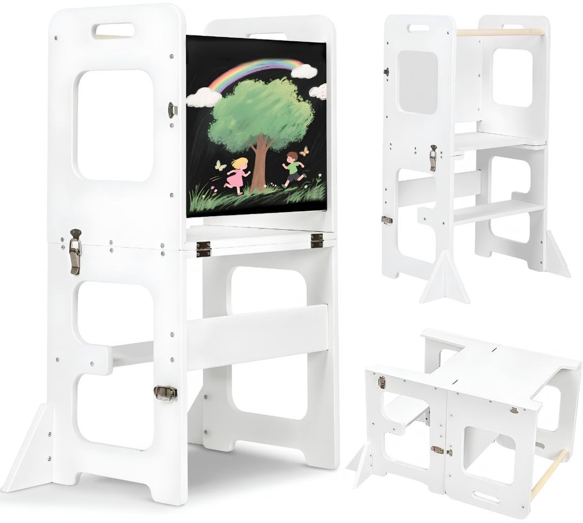 TYR® Leertoren Inklapbaar - Multifunctionele 3-in-1 - Leertoren voor Kinderen - Wit - 63cm x 41cm x 80cm