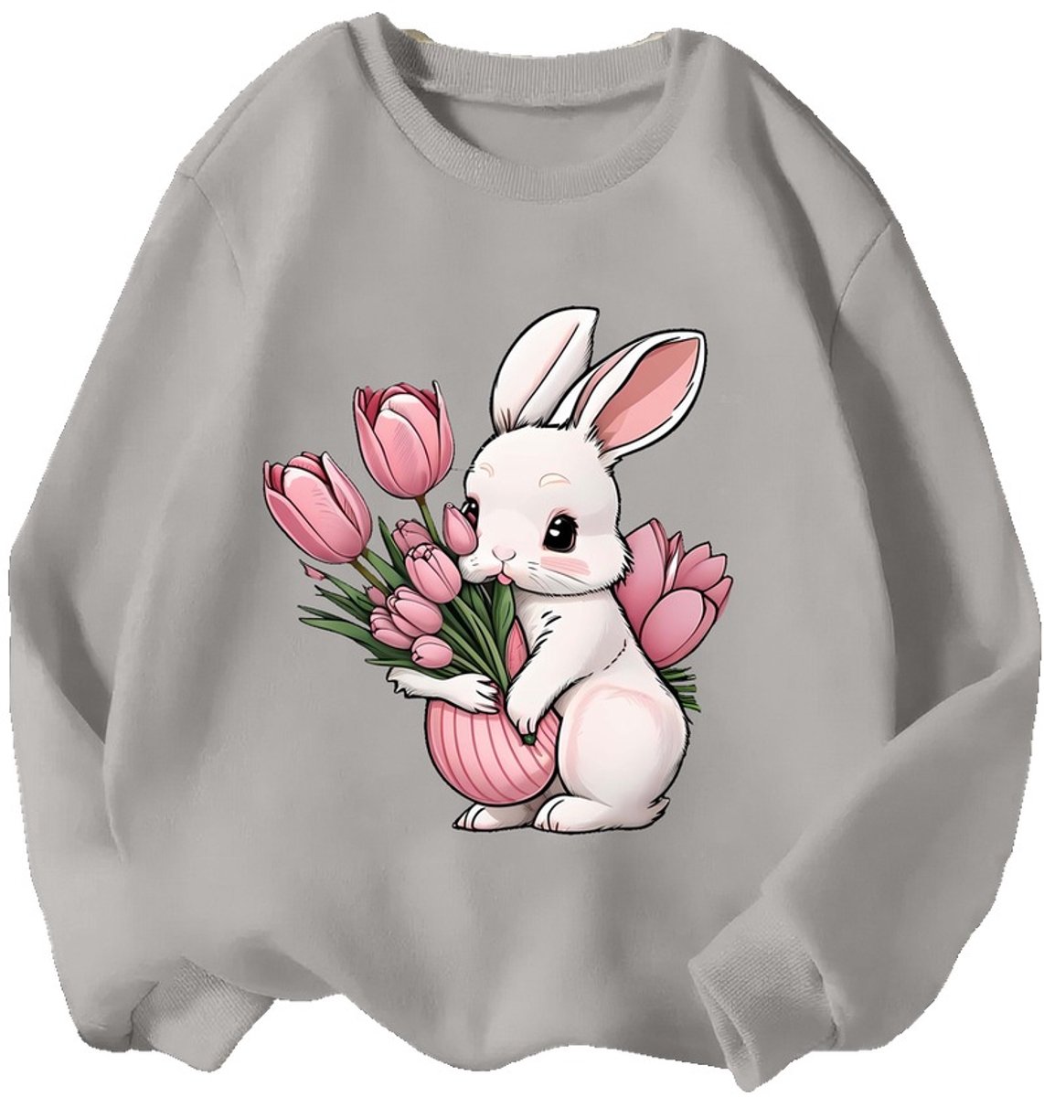 Currero Sweater Meisjes Sweaters Sweatshirt Hoodie Warme Trui Pullover Jumper Crewneck Vest Lichtgrijs 5-6 Jaar