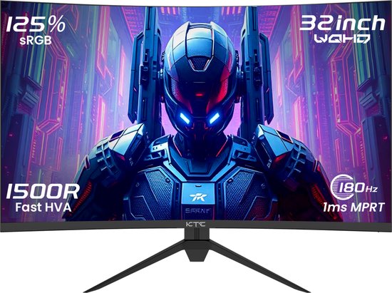 Gecurvede 32-inch gaming monitor met 125% sRGB, 1500R, 180Hz, 1ms MPRT, QHD.