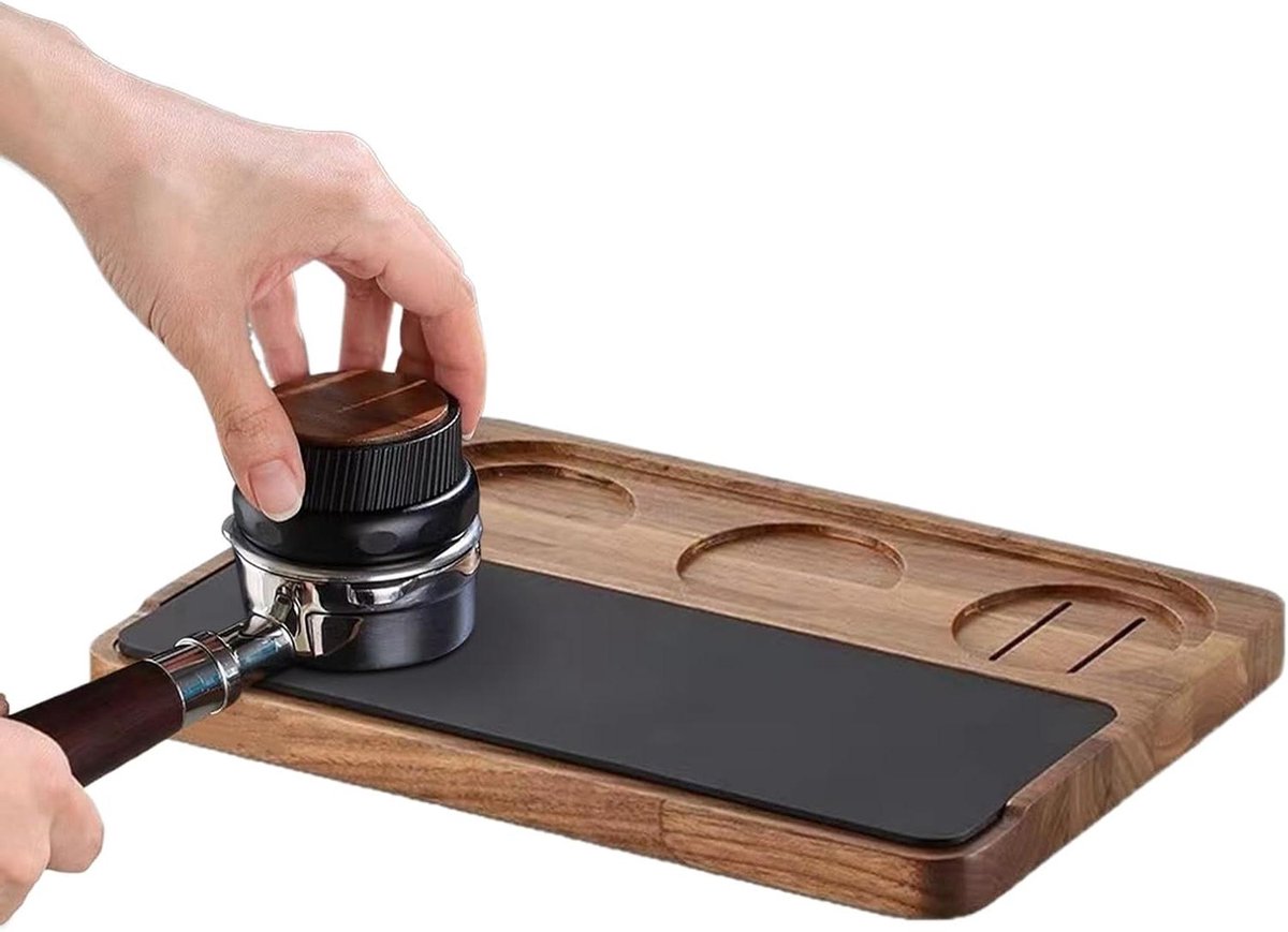 Koffie Tamper Station - Tampersstandaard - Koffie Bereiden - Antislip Houten Basis - 51-58 Mm - Houtkleur