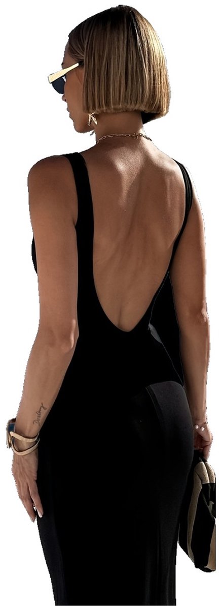 Currero Open Rug Jurk Backless Body Jurk Shirt Jurken Open Back Dress Zwart