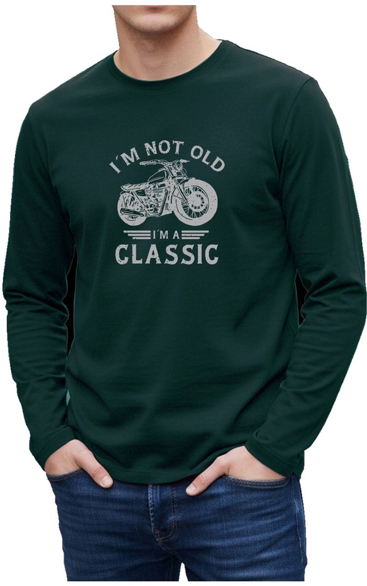 Currero Longsleeve Heren Oversized Lange Mouwen Shirt Roundneck Mannen Kleding T-Shirt Donkergroen