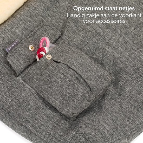 Lamsvel Voetenzak - Baby warmer - Wandelen met kinderwagen - Ademend en vochtregulerend - 100 x 50 cm - Grijs — afbeelding 3
