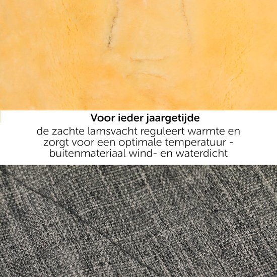 Lamsvel Voetenzak - Baby warmer - Wandelen met kinderwagen - Ademend en vochtregulerend - 100 x 50 cm - Grijs — afbeelding 2