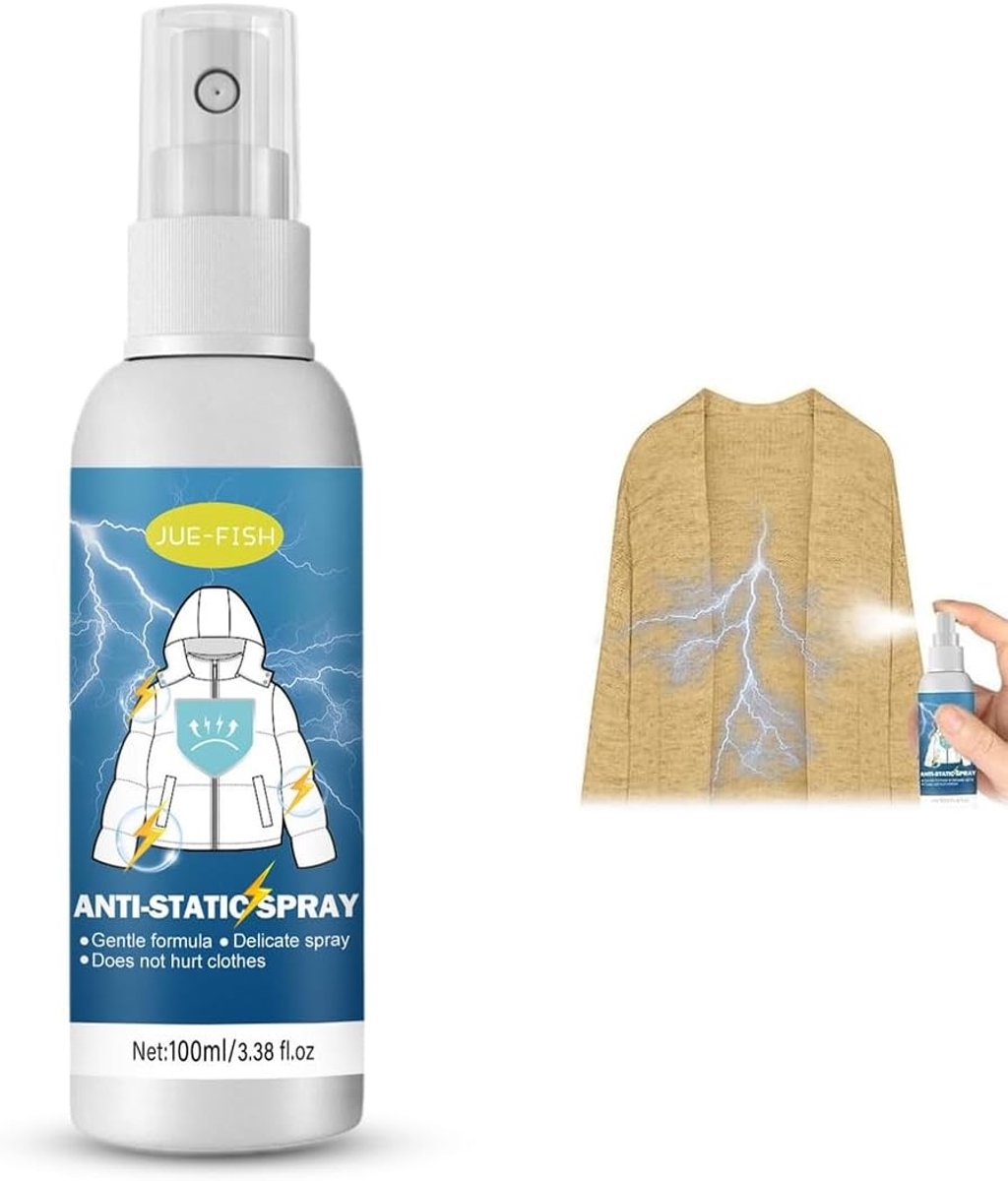 Antistatische spray voor kleding, textiel en meubels - 100ml spray voor het verminderen van statische elektriciteit in auto en huis