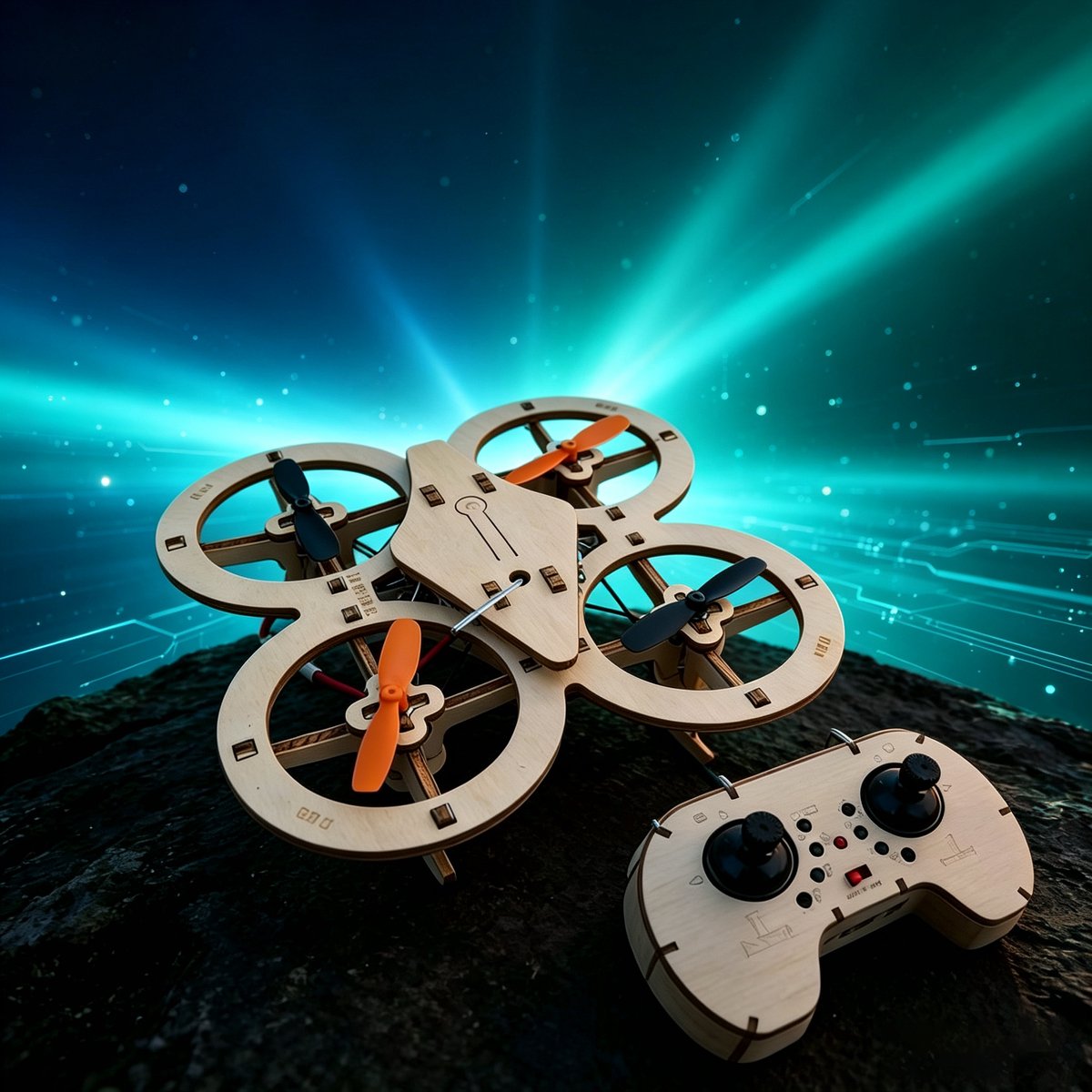 DIY Houten Drone Bouwpakket RC Quadcopter Montageset Zelfbouw Vliegtuig met Afstandsbediening Educatief speelgoedvliegtuigjes voor kinderen
