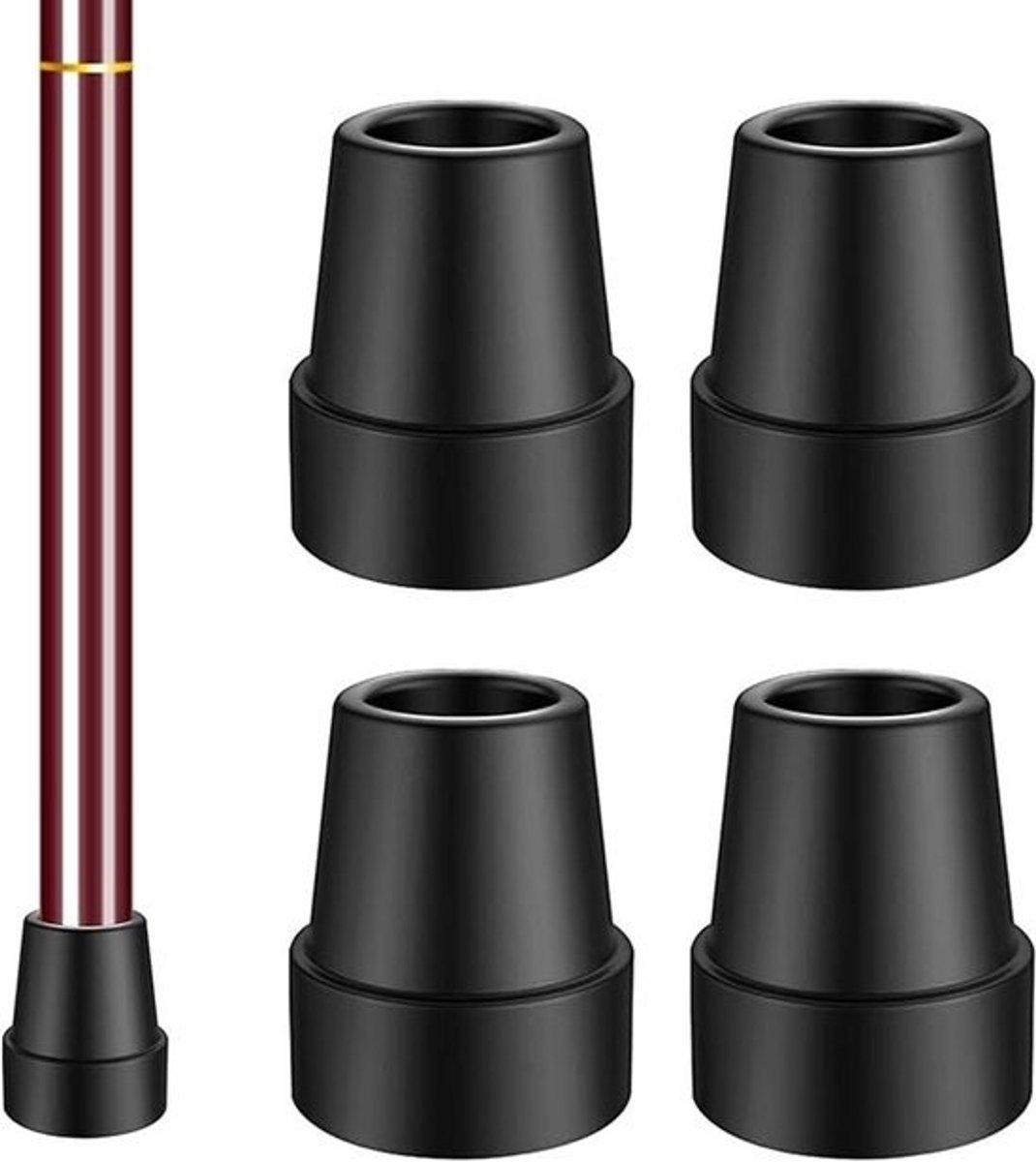 4x Rubber Doppen voor Wandelstokken en Krukken - Anti-slip Vervangingsdoppen 19mm