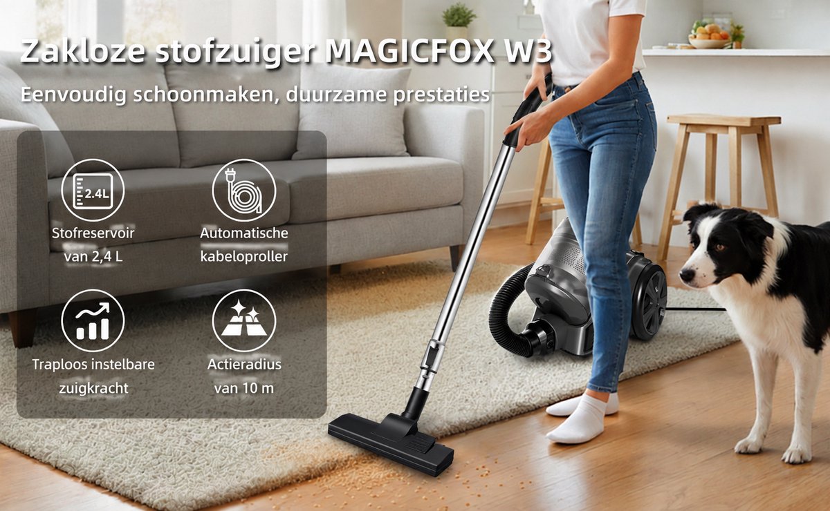 null Merkloos Compact Cilinderstofzuiger - afbeelding 2