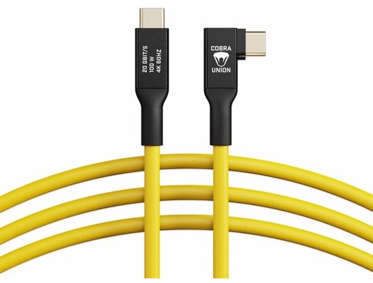 USB-C Kabel - Type-C Laadkabel - Snel Laden - 90 Graden Hoek - 5 Meter - Geel