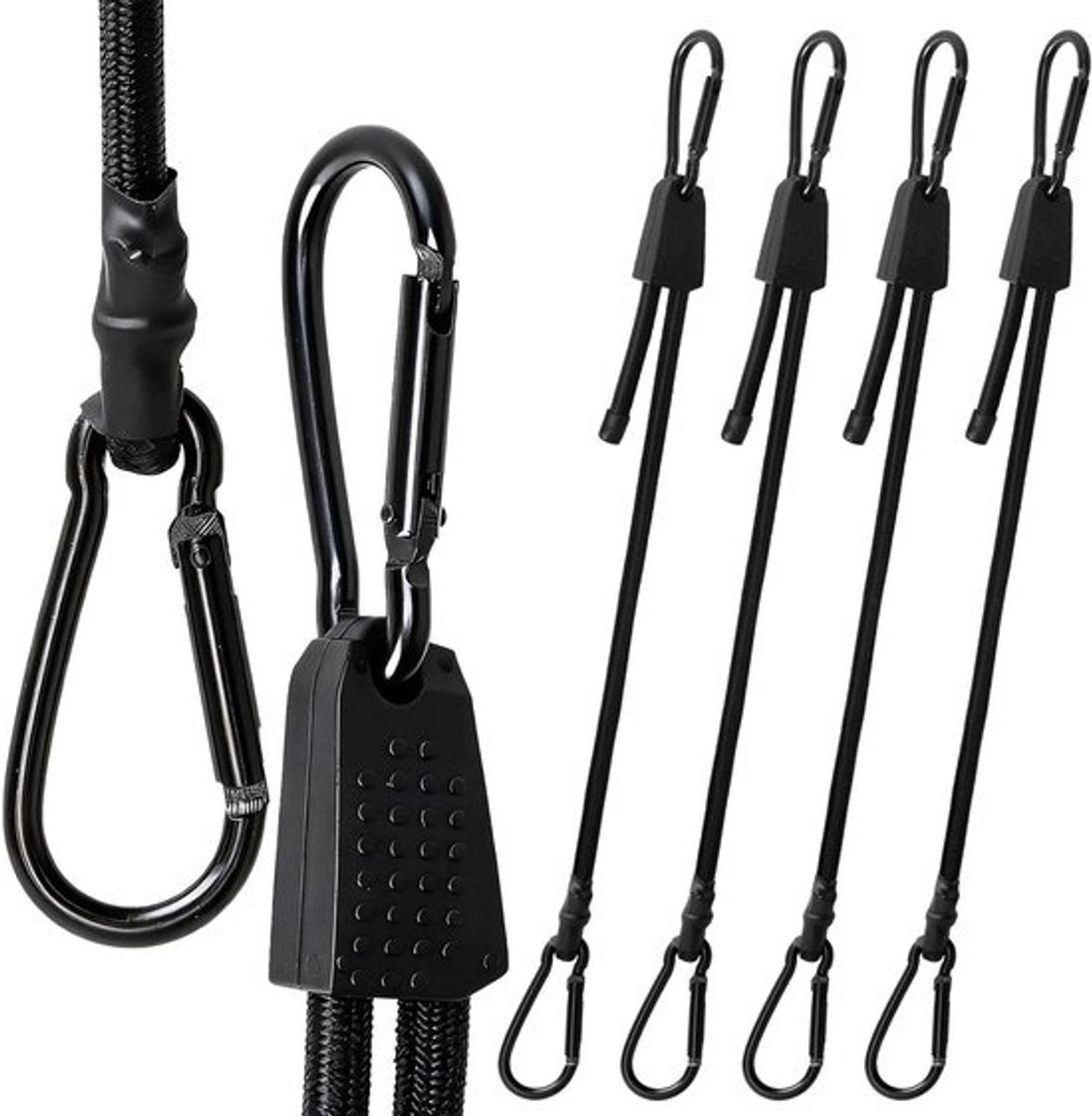 Spanbanden met Haken - Expander Touw - Bagage Beveiligen - Verstelbare Lengte - 100 cm - Zwart