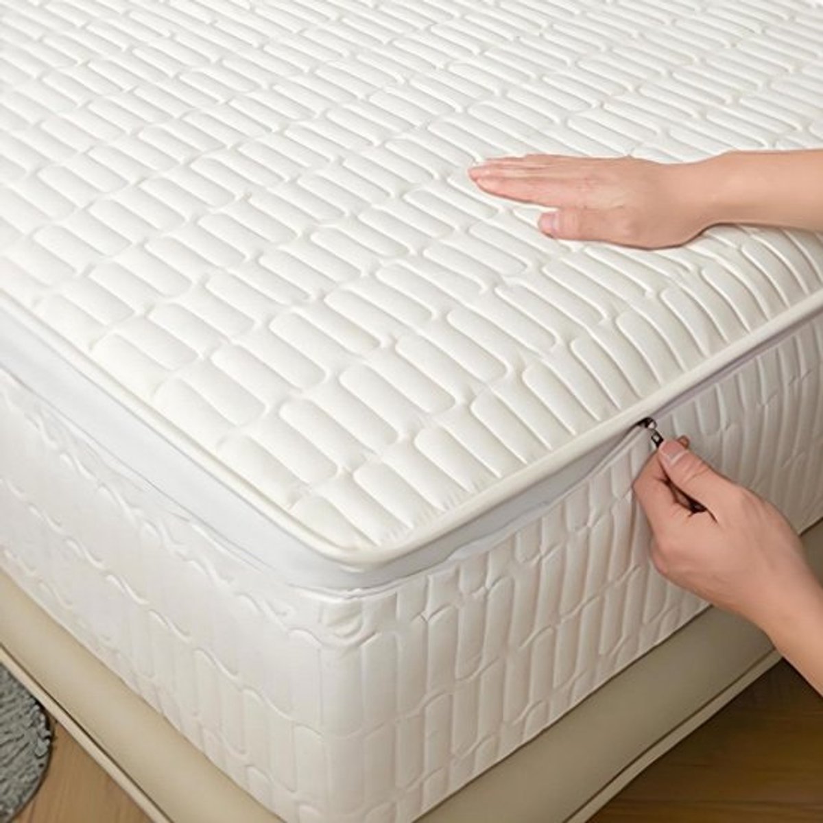 Matrasbeschermer Rits - Matrashoes Beschermhoes - Matras Beschermen - 6-Zijdige Volledige Bescherming - 120 x 200 + 18 cm - Wit