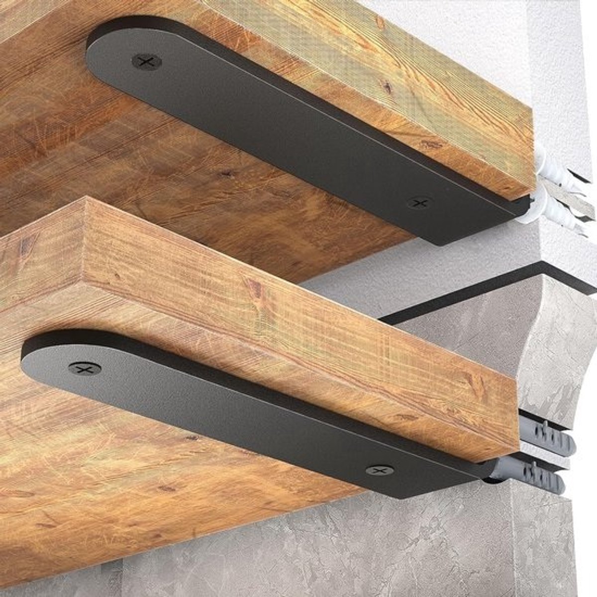 2x Zware L-Beugels voor Zwevende Planken 30 cm - Stevige Wandsteunen Zwart