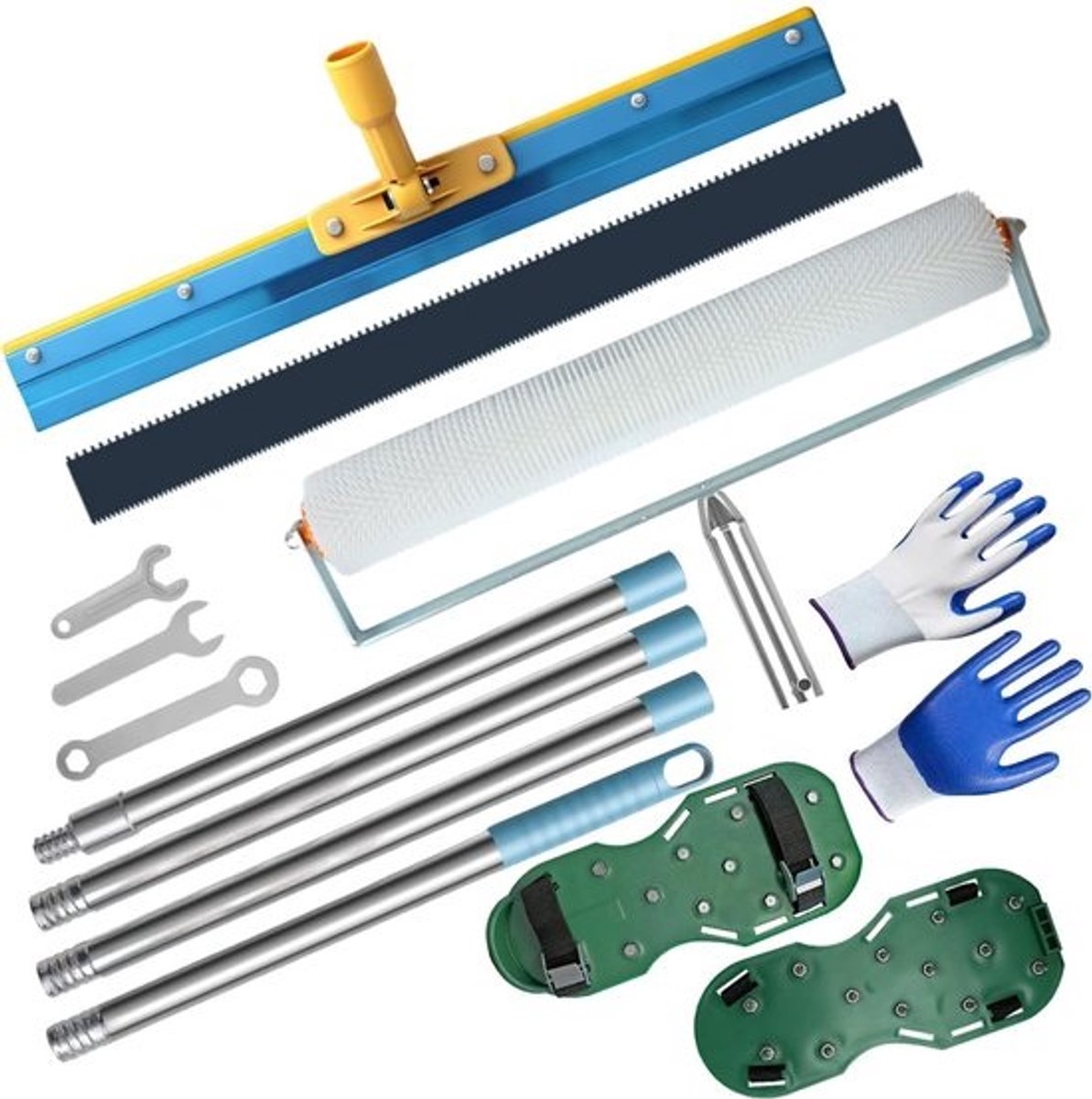 Vloer Egalisatie Set - Gereedschap Set - Zelfnivellerend Werk - Compleet Met Nagelschoenen - 58cm Lengte - Blauw
