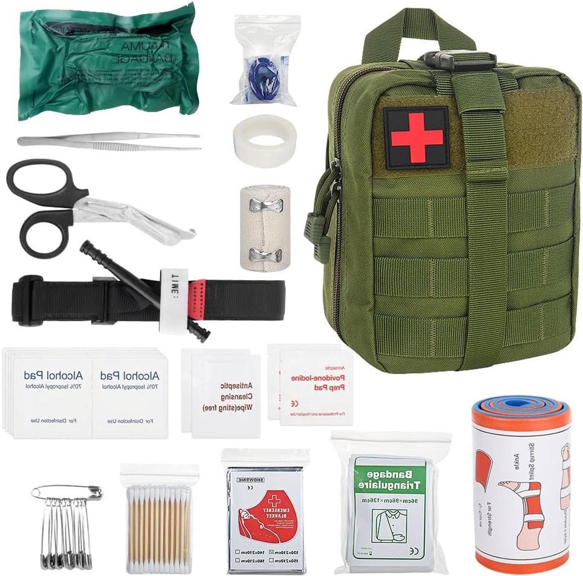 Nooduitrusting Tas - EHBO Set - Outdoor Avonturen - 46 Delige Set - Compact Formaat - Groen