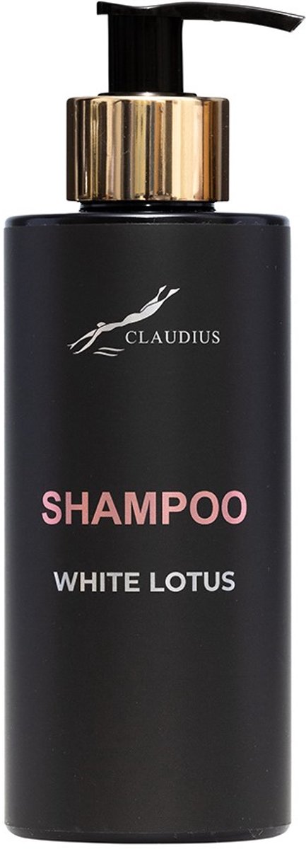 Shampoo White Lotus 300 ml - met gouden pomp - zwarte fles