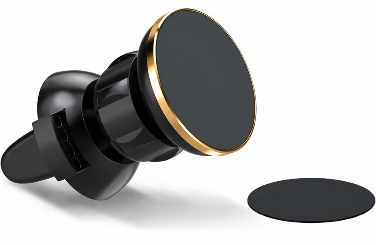DrPhone A2 - Magnetische Universele Smartphone Autohouder Ventilatierooster Houder Magneet Houder Voor Mobiel + 2 Metalen Plakkers - Goud