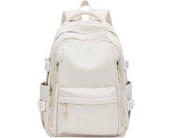 KZQ Draagtas; Waterdichte laptoprugzak met grote capaciteit voor make-up, reizen, dagelijks gebruik, woon-werkverkeer of als werkrugzak - (Beige)