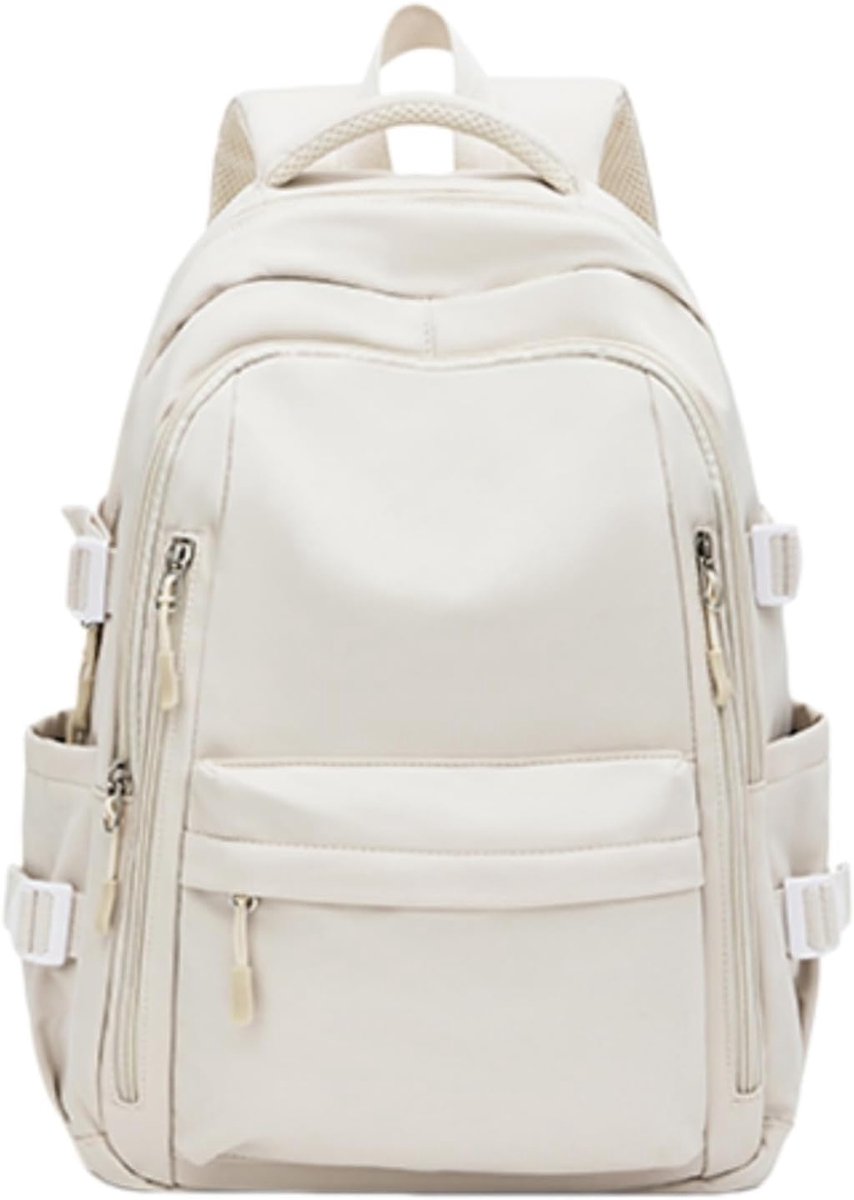 KZQ Draagtas; Waterdichte laptoprugzak met grote capaciteit voor make-up, reizen, dagelijks gebruik, woon-werkverkeer of als werkrugzak - (Beige)