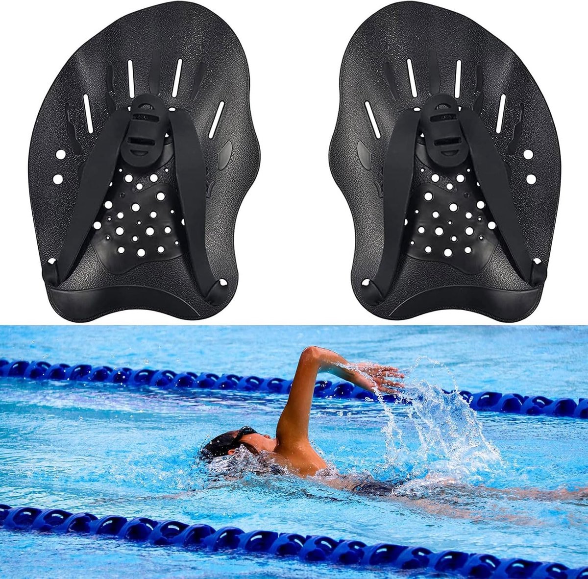 Verstelbare zwemhandpaddles voor krachttraining, zwembadtraining en zwemaccessoires voor volwassenen en kinderen, unisex