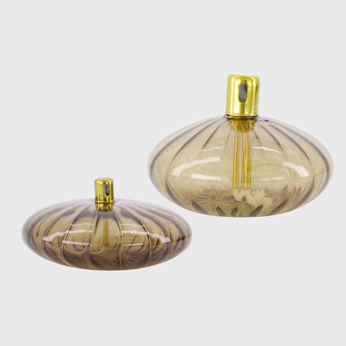 Zusss Set Van 2 Olielampen Ribbel - M & L - Groen Glas Groen