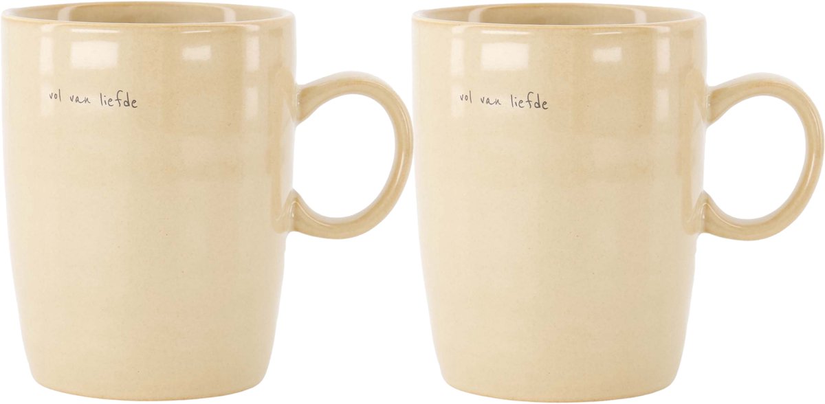 Zusss Set Van 2 Koffiemokken Vol Van Liefde - Keramieken Mokken - Sand - 350Ml Keramiek Sand