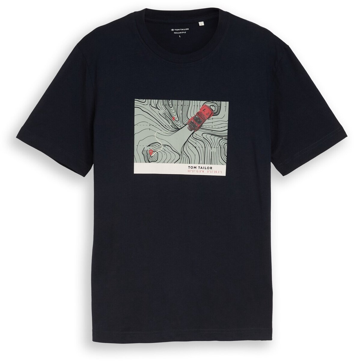 Tom Tailor - T-shirt met print - Maat S - sky captain blue