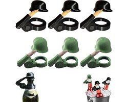 Soldaat Salut Bierfleshelm - Biertaps - Bierflesdoppen -voor Feestjes, BBQ en Bars - 6 Stuks