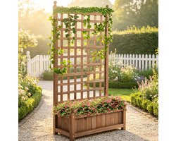 Plantenbak Met Klimrek 64 X 28 X 120 Cm Hout Natuurkleur Voo