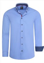 RustyNeal - Herenoverhemd - Blauw - Dubbele Kraag - Katoen
