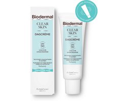 Biodermal Clear Skin Dagcreme SPF 50, 30 ml - met UVA/UVB en Niacinamide, Vermindert onzuiverheden en puistjes, Hydrateert en helpt donkere vlekjes te voorkomen, Parfumvrij, voor Onzuivere huid