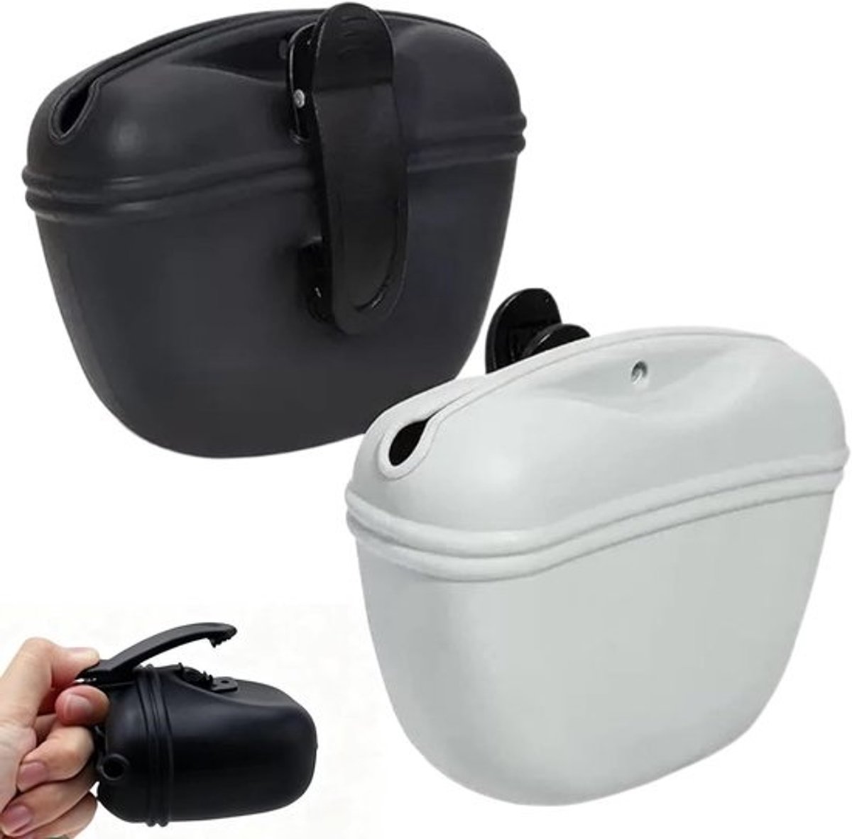 Honden Snoepzak - Honden Trainingszak - Hondentraining Buiten - Magnetische Sluiting - 2 Stuks - Grijs