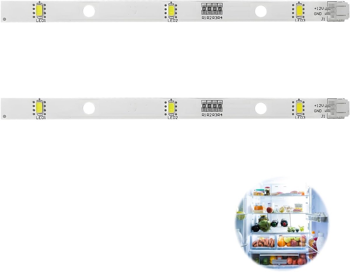 Energiezuinige LED Strip voor Koelkast, DC 12V, 2W, Koud Wit, Makkelijk te Installeren, Set van 2, Perfect voor Verlichting en Koelruimtes