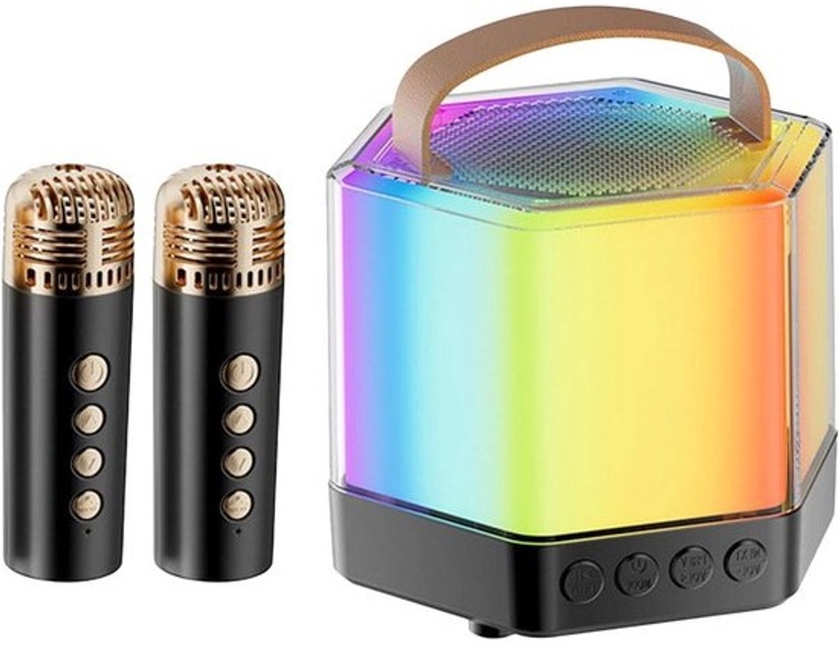 Karaoke Machine - Draagbare Speaker Microfoon - Feestelijke Muziekbeleving - Met 2 Microfoons - 99 x 122 x 99 cm