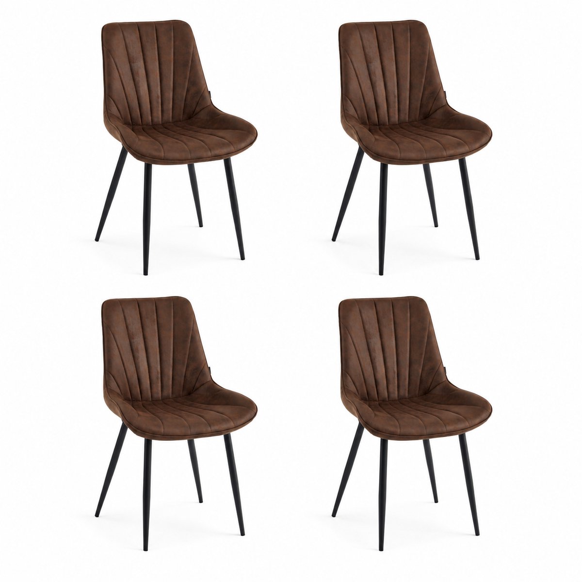 Colenis - Lesedi Eetkamerstoel - Set Van 4 - Bruin - Microfiber Stof