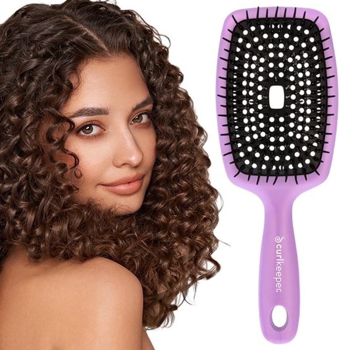 Haarborstel - Ontwarrende borstel - Krullen stylen - Flexibele siliconen haren - 68 gram - Paars
