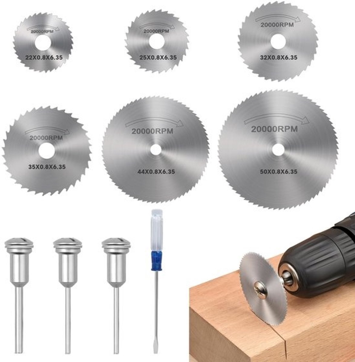 Cirkelzaagbladen Set - Snijschijven Accessoires - Precisie Zagen - HSS Materiaal - 6 Schijven 3 Spindels
