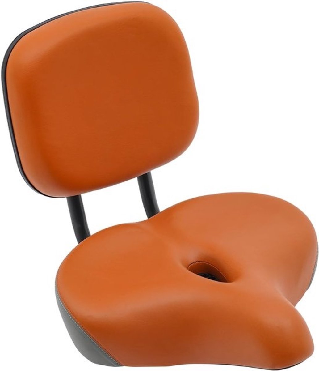 Fietszadel met rugleuning - Extra breed zadel - Comfortabel fietsen - Verstelbare rugsteun - 33 x 19.8 cm - Grijs Bruin