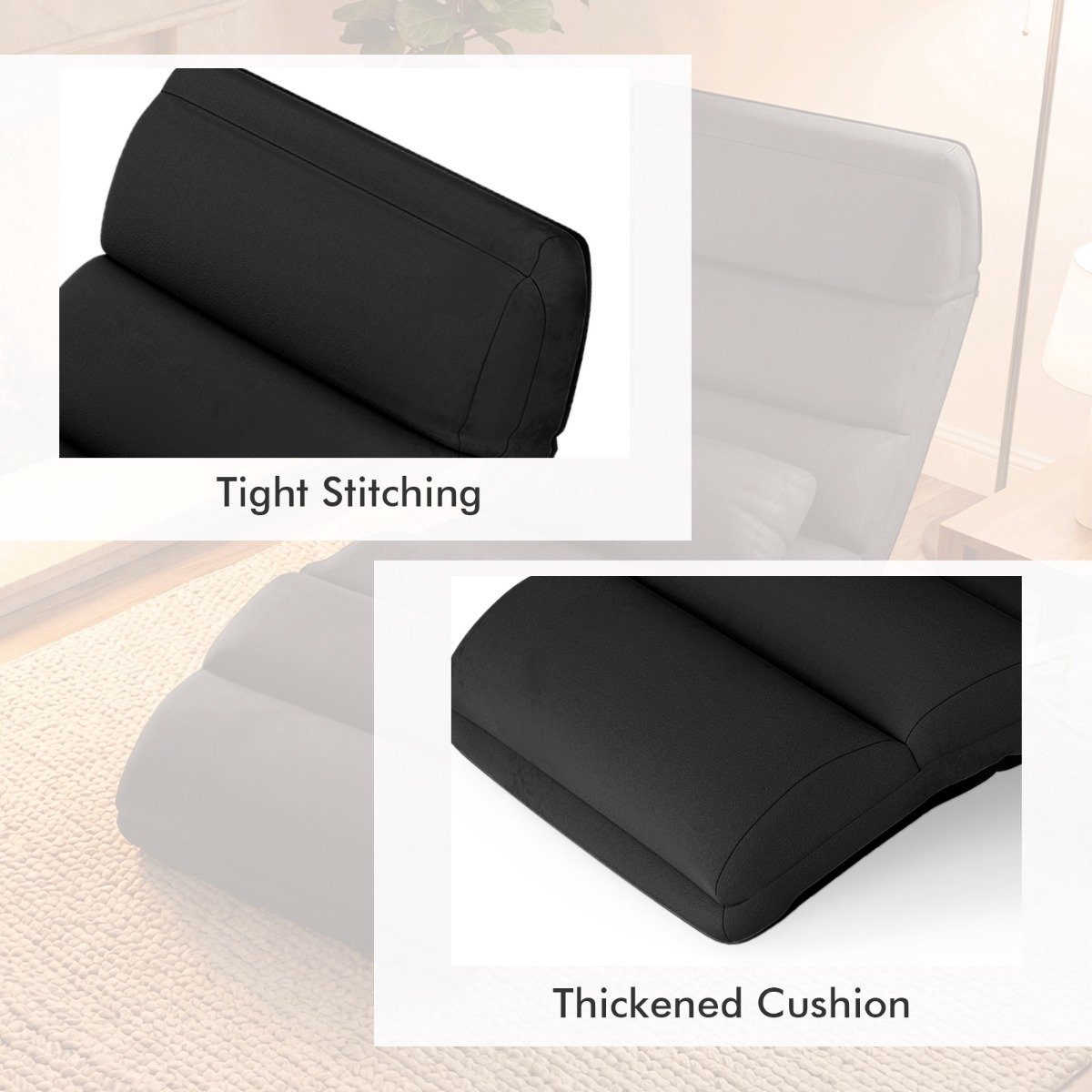 SureDeal® - Vloerstoel - Relaxstoel Voudig Instelbaar - Rugleuning Vloer Stoel - Slaapfunctie Luie Bank - 175x55x20 cm - Donkerbruin