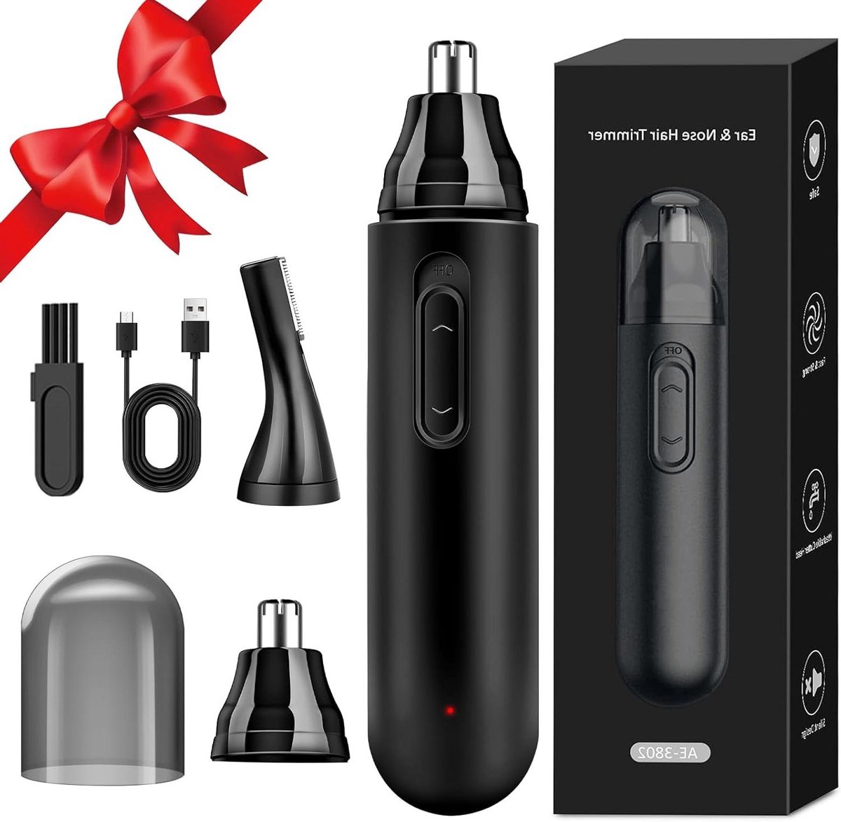 Neustrimmer Oplaadbaar - Neus Oor Trimmer - Persoonlijke Verzorging - Multifunctioneel 4-in-1 - IPX7 Waterdicht - Zwart